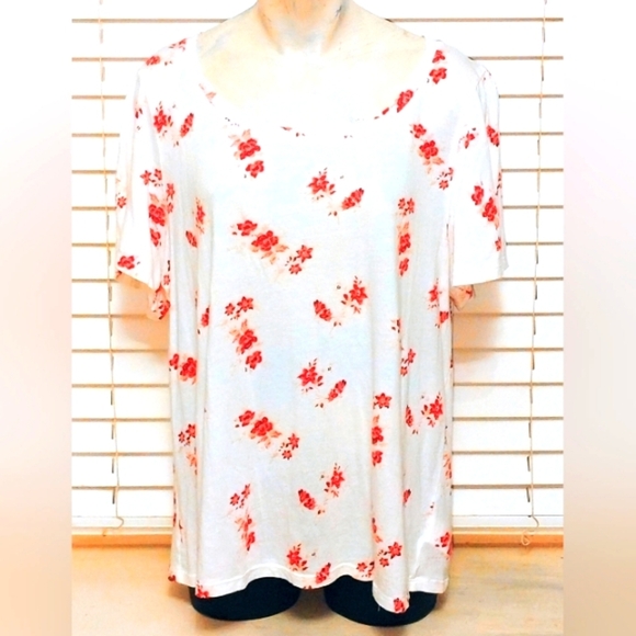Women's Lucky Brand Cotton Modal Round Neck Short Sleeve Basic T Floral Size L - Picture 1 of 11